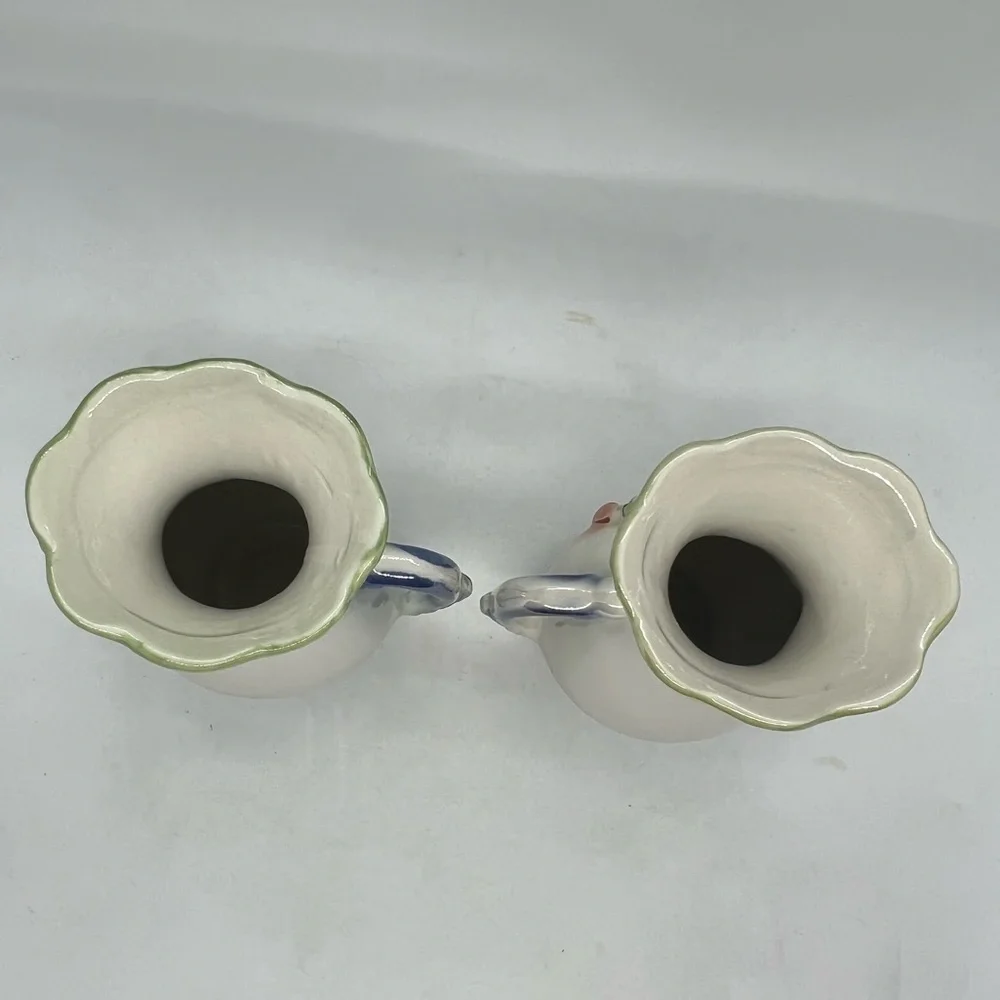 Vintage Pair of Double Handled Lusterware Floral Vases. Made in Brazil